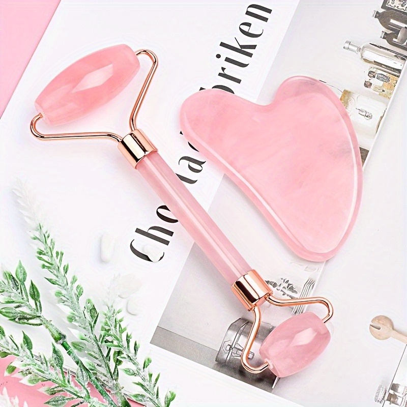 Gua Sha Tool Rose Quartz - New 2PCS Gua Sha Facial Stone