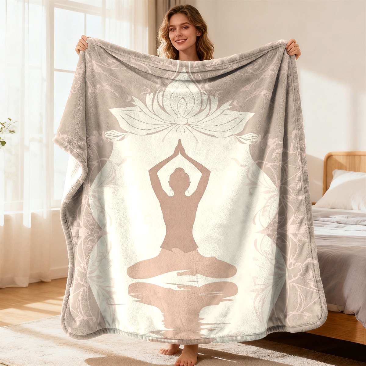 Spa Wellness Luxury - Luxurious Yoga Lotus Meditation Throw Blanket