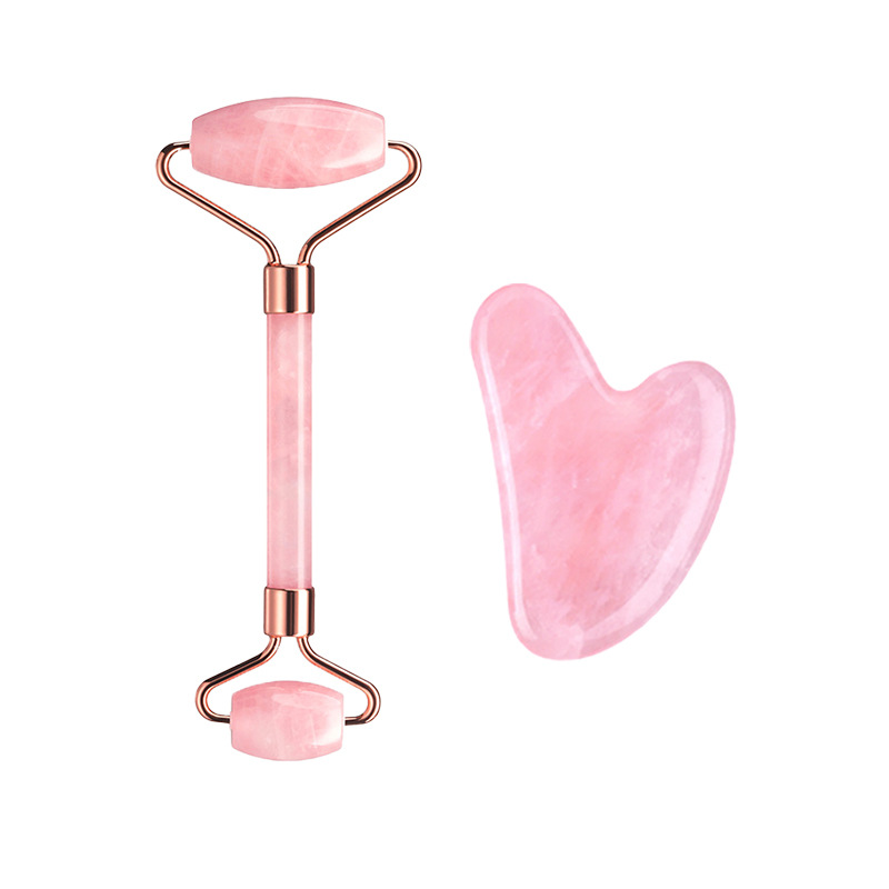 Gua Sha Tool Rose Quartz - Rose Quartz Face Roller Gua Sha