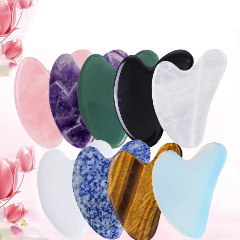 Gua Sha Tool Rose Quartz - 10pcs Natural Jade Gua Sha Set
