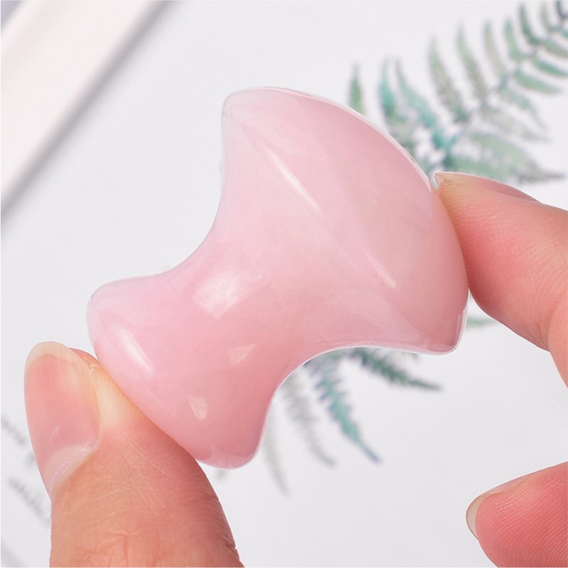 Gua Sha Tool Rose Quartz - 1pc Mushroom Shape Guasha Facial Massage