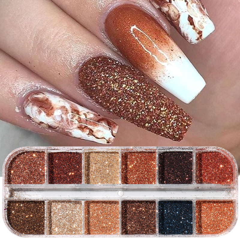Sugar Scrub Coffee - Shiny Coffee Brown Nail Glitter Fine