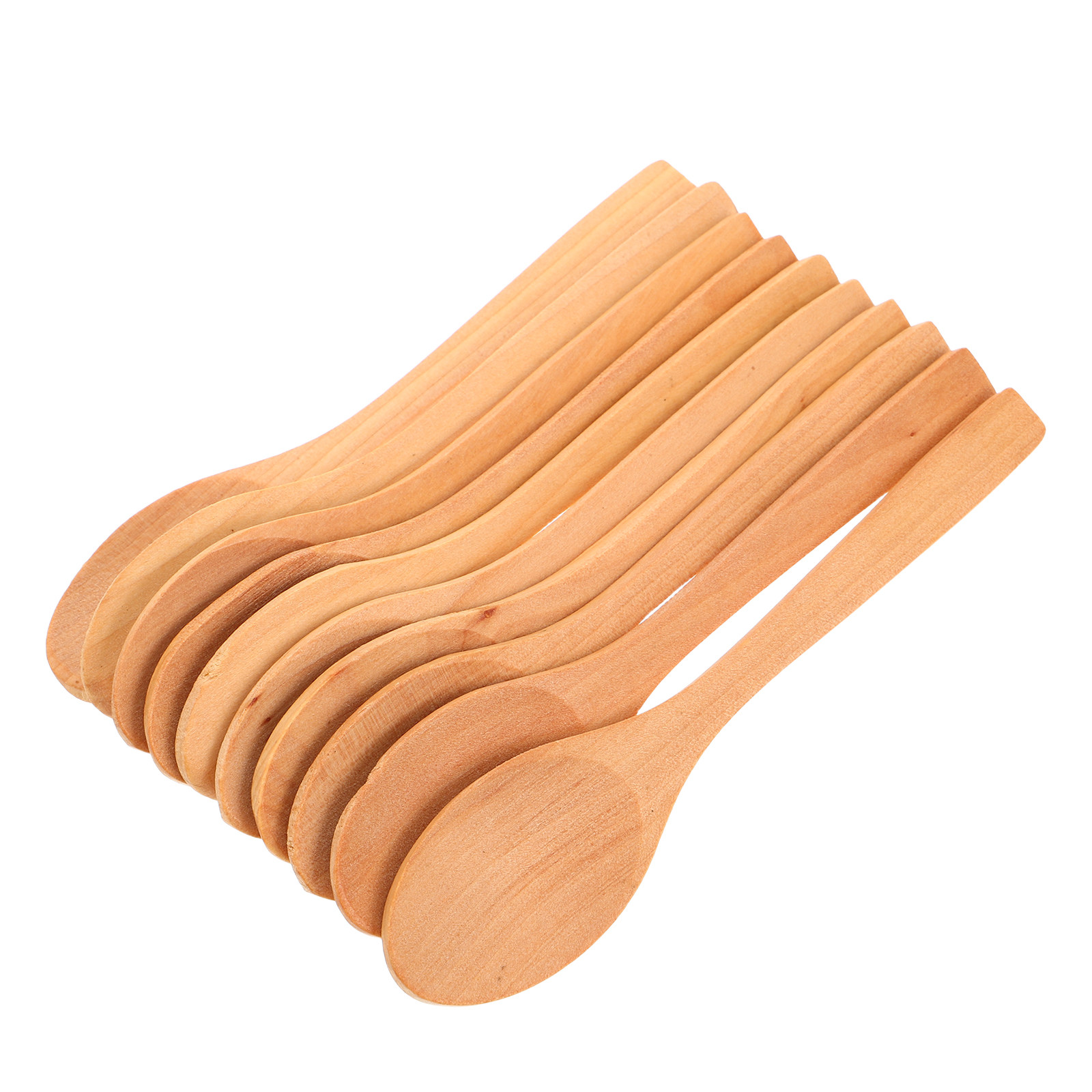 10Pcs Ice Cream Spoon Wooden M - Sugar Scrub Coffee ulasan dan harga