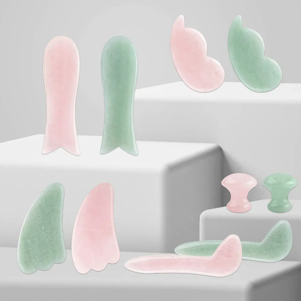 Natural Jade Stone Gua Sha Mas - Gua Sha Tool Rose Quartz ulasan dan harga