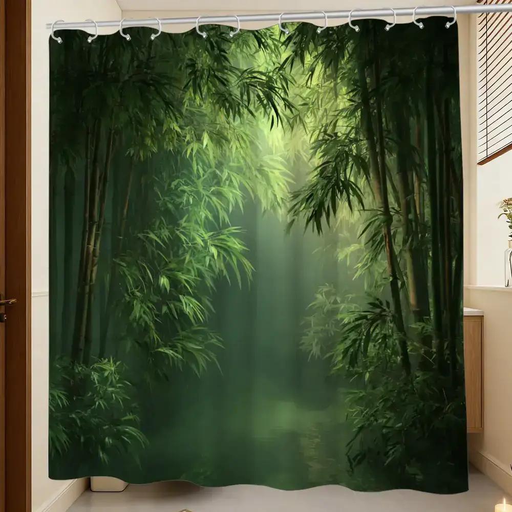 Bathroom Shower Curtain Bamboo - Spa Wellness Nature ulasan dan harga