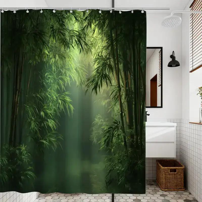 Bathroom Shower Curtain Bamboo - Spa Wellness Nature ulasan dan harga