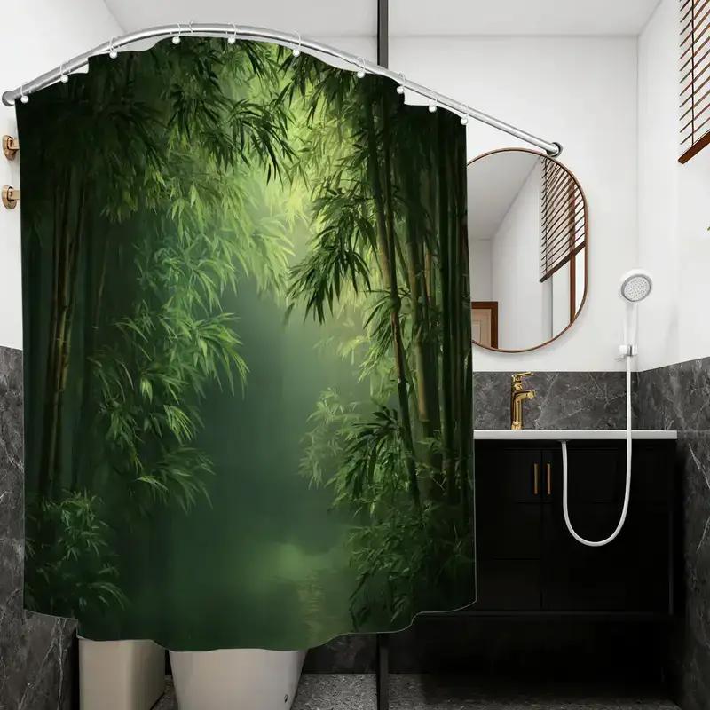 Bathroom Shower Curtain Bamboo - Spa Wellness Nature ulasan dan harga