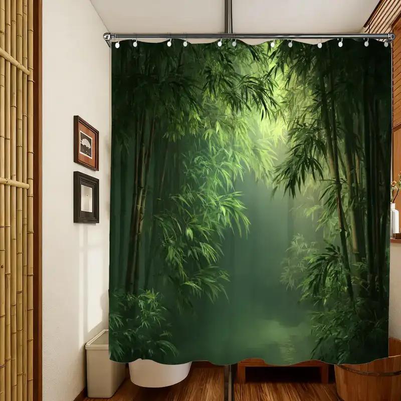 Bathroom Shower Curtain Bamboo - Spa Wellness Nature ulasan dan harga