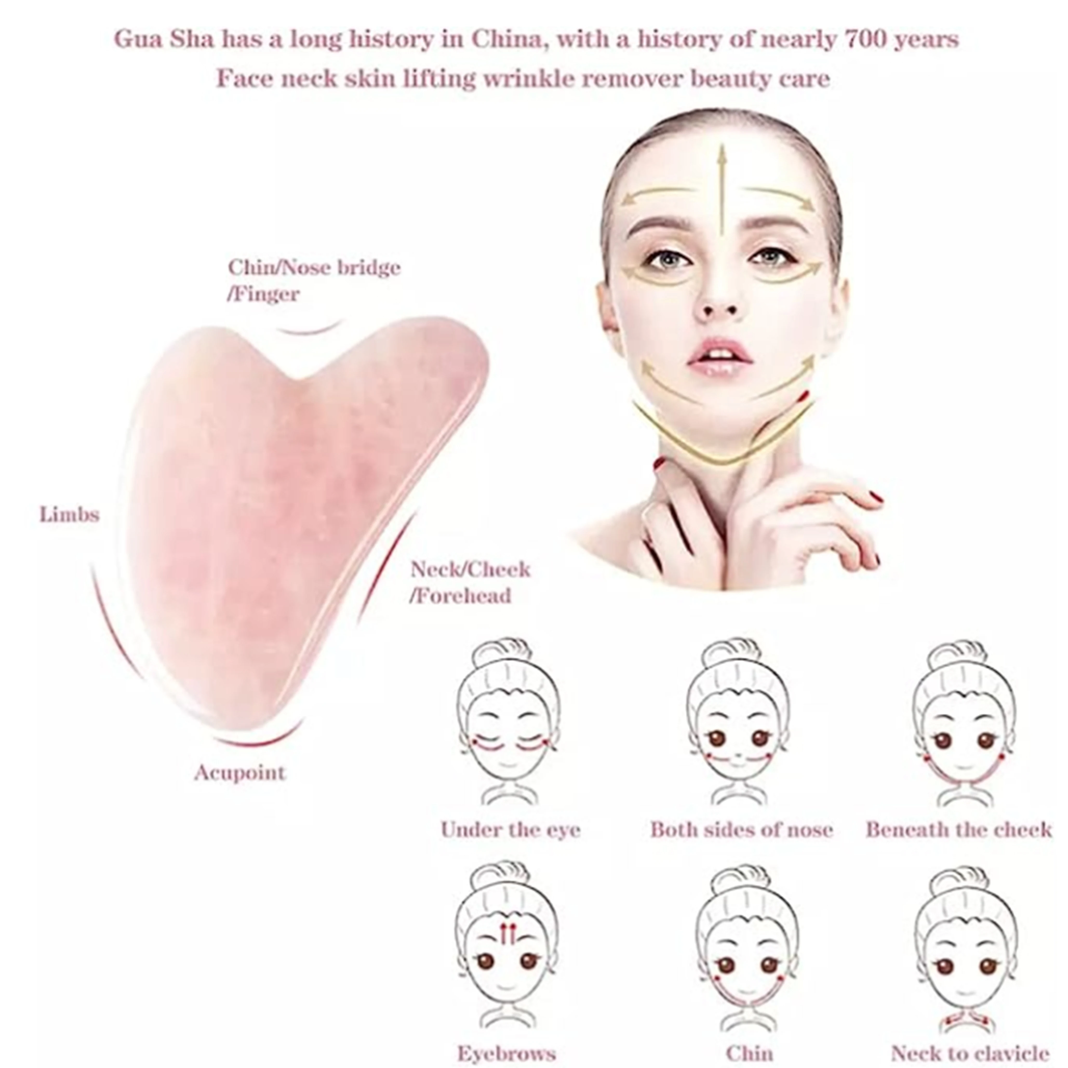 Rose Quartz Gua Sha For Face M - Gua Sha Tool Rose Quartz ulasan dan harga