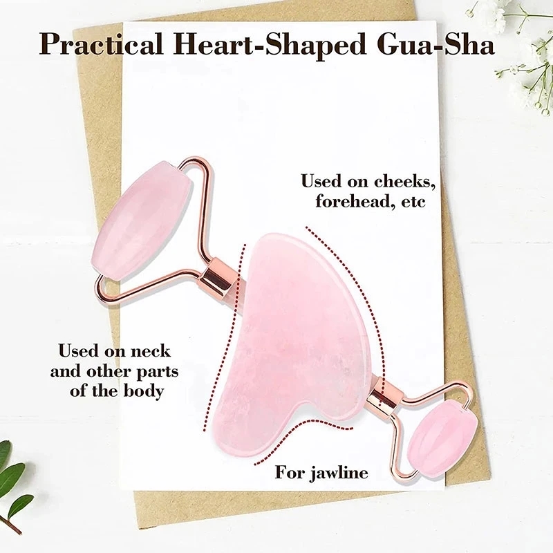Rose Quartz Natural Jade Rolle - Gua Sha Tool Rose Quartz ulasan dan harga
