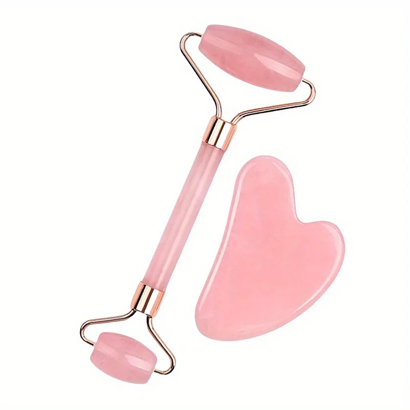 New 2PCS Gua Sha Facial Stone  - Gua Sha Tool Rose Quartz ulasan dan harga